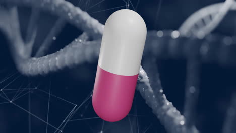 animation of pill moving and connections over dna strands