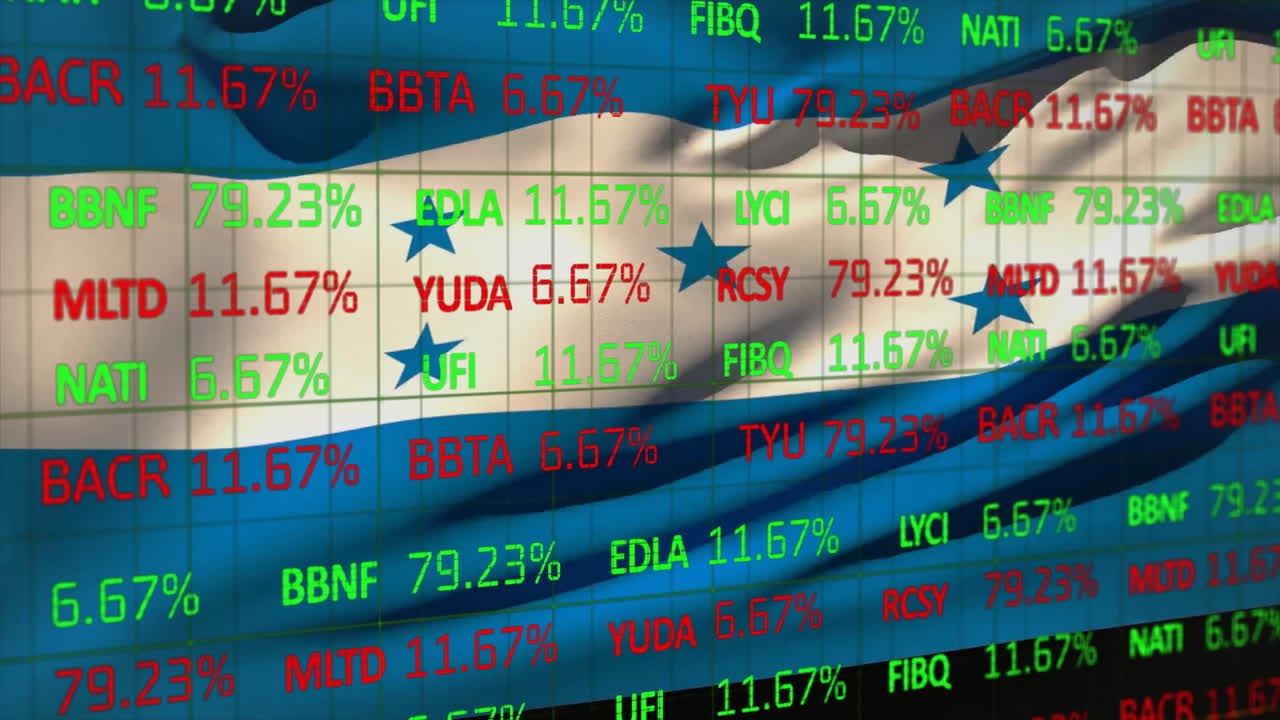 animación del procesamiento de datos financieros en el mapa de honduras
