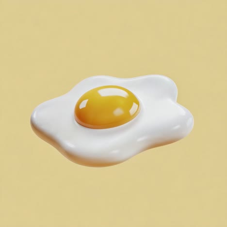 stylized 3d fried egg on yellow background