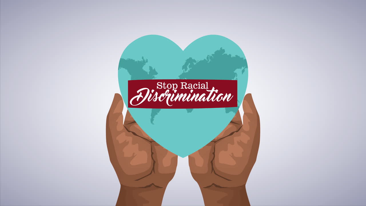 detener la campaña de racismo con manos africanas levantando el planeta tierra con forma de corazón