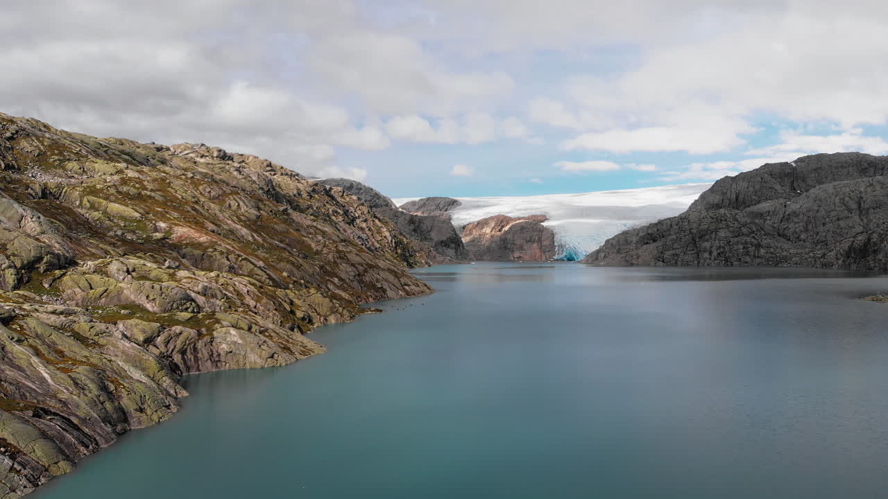A huge glacier lake in Norway