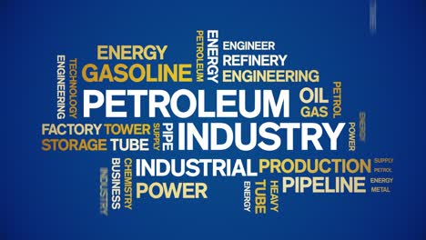 4k petroleum industry animated tag word cloud,text animation seamless loop.