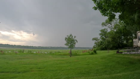 time lapse of storm clouds and lightning over the mississippi river at lock and dam no