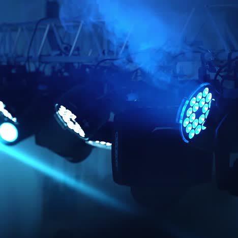 spotlights on stage with smoke and light