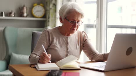 senior woman using laptop at home