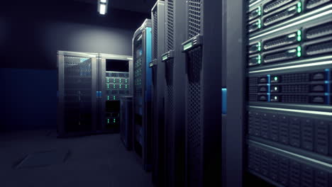 Shot-of-Corridor-in-Working-Data-Center-Full-of-Rack-Servers-and-Supercomputers