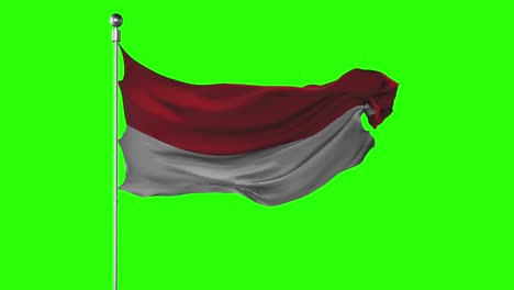 la bandera nacional de mónaco ondeando en la pantalla verde. animación de clave de croma. ilustración de la política monegasca