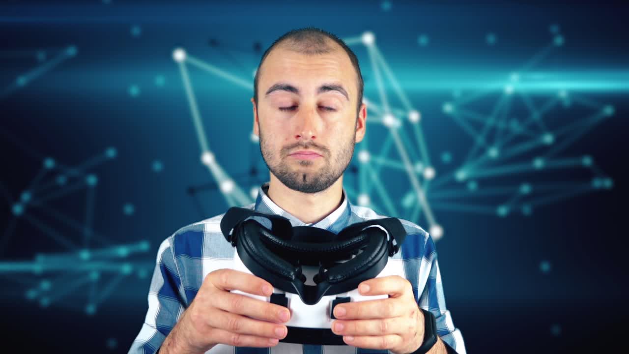 Man holding a VR headset