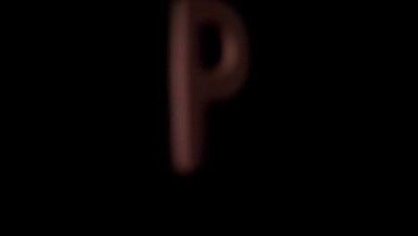 the letter p rising on black background