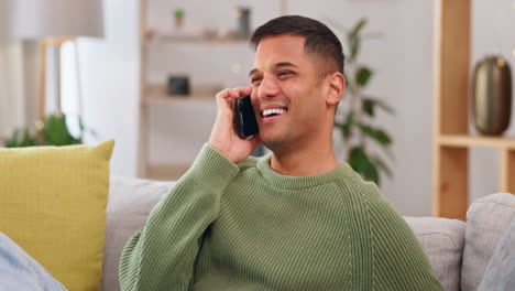 Man,-laughing-and-hello-for-talking-with-phone