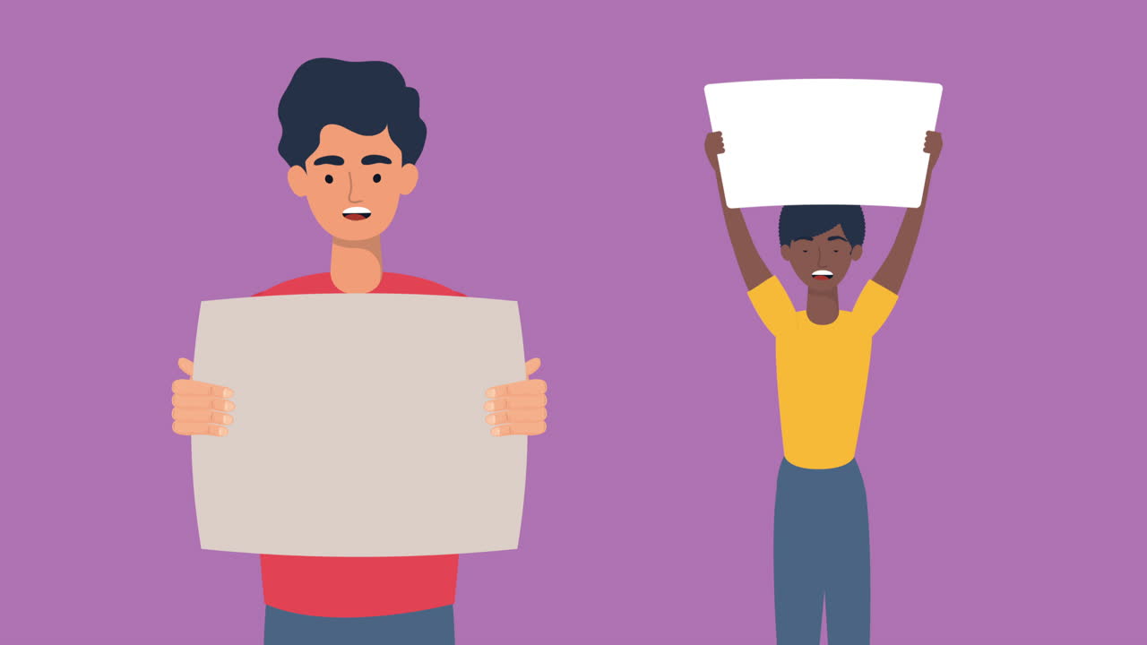 human rights animation with diversity people