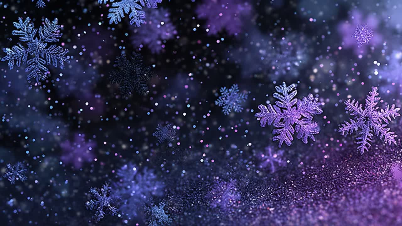 A Captivating Display of Falling Snowflakes Against a Magical Cosmic Background, Creating an Enchanting Winter Wonderland Atmosphere with Glittering Colors