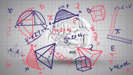 Spinnendes-Gehirn-Gegen-Mathematische-Gleichungen-Und-Diagramme-Auf-Quadratischem-Liniertem-Papier