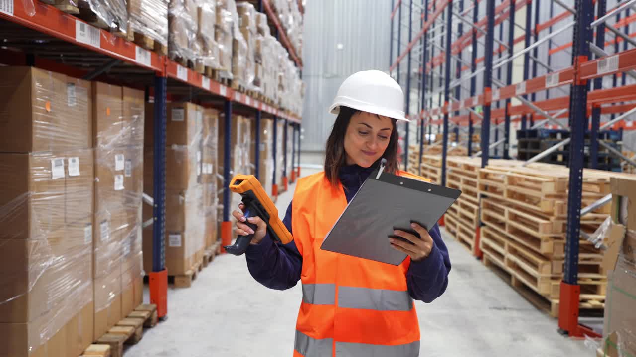 Lavoratore di magazzino che fa l'inventario