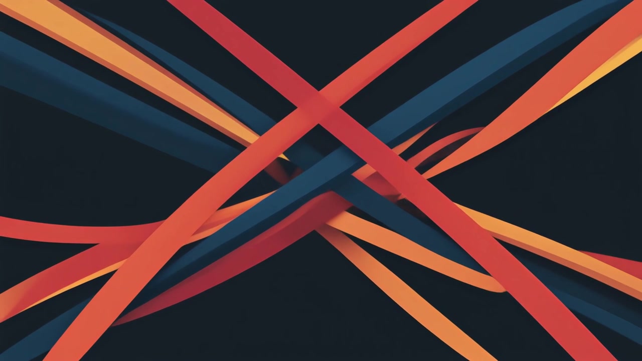 Abstract Motion Background with Intersecting Colorful Ribbons
