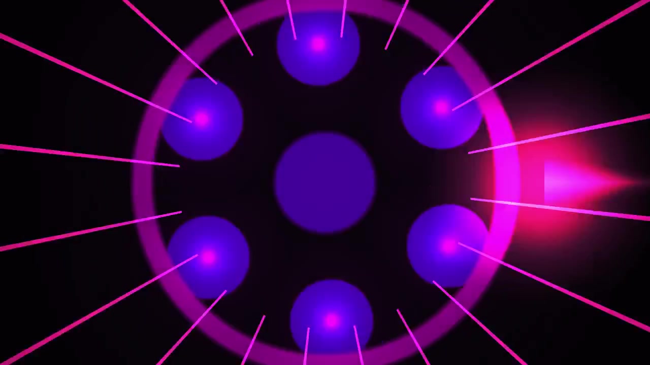 Cerchi viola pulsanti astratti ed effetti di luce laser