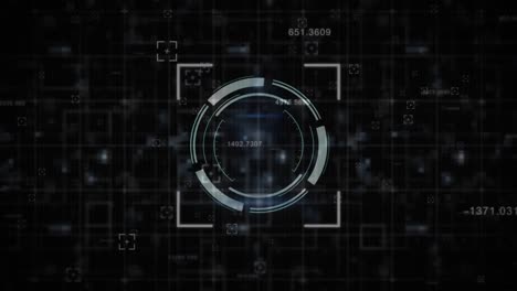 animation of numbers processing and scope scanning over grid