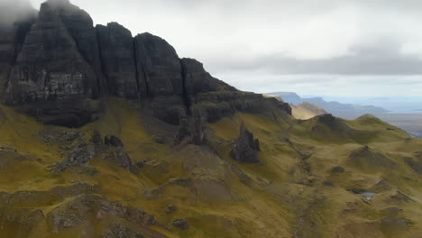 breathtaking aerial perspective of the old man of storr, a geological marvel on the isle of skye, scotland