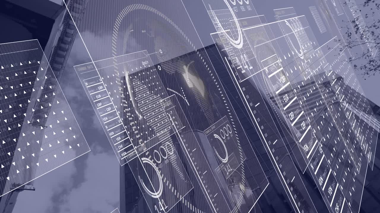 건물 위의 데이터 처리의 애니메이션