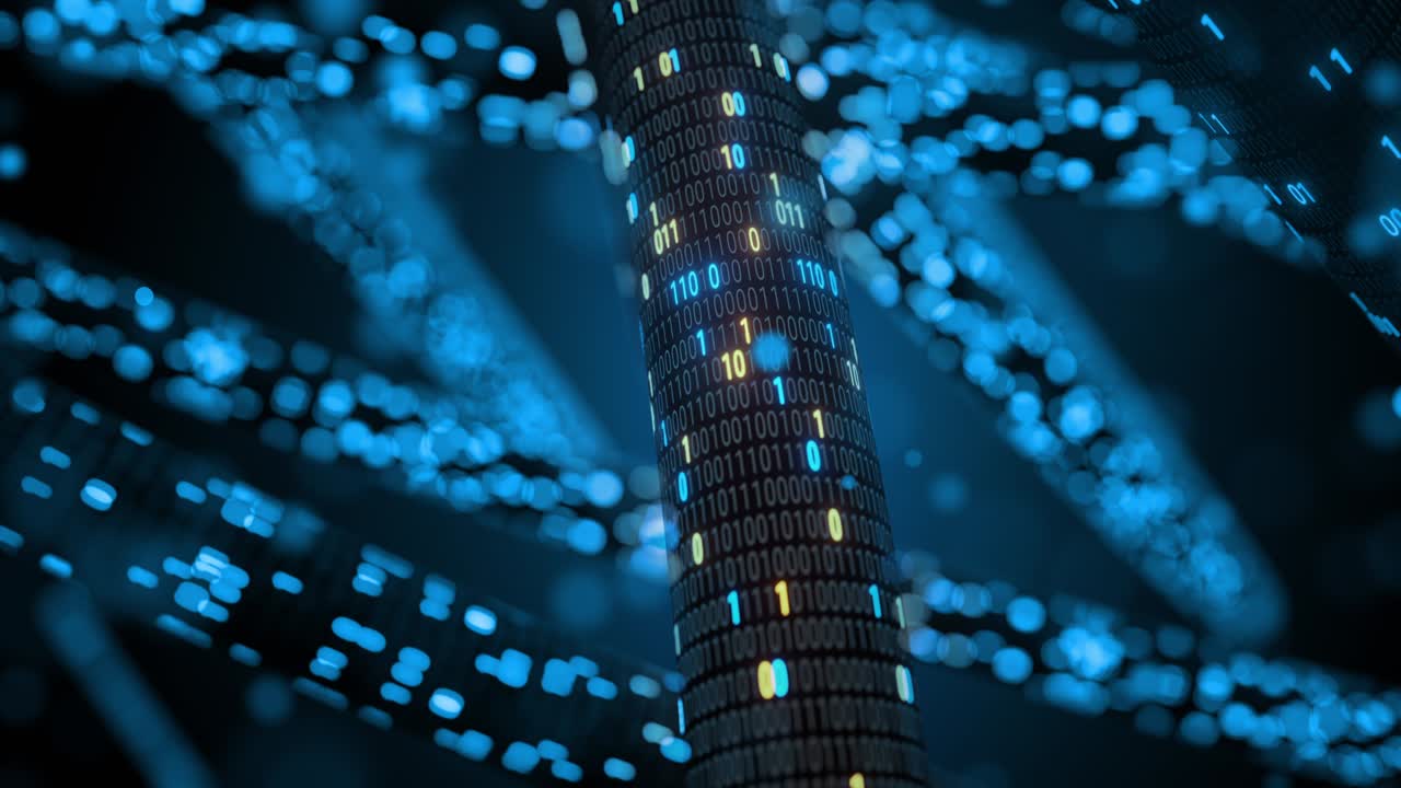 Big data cloud computing internet of things IOT AI network technology. Seamless loop 4K VJ background.