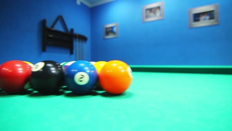 colorful billiard balls on pool table. billiards pool game. billiard table