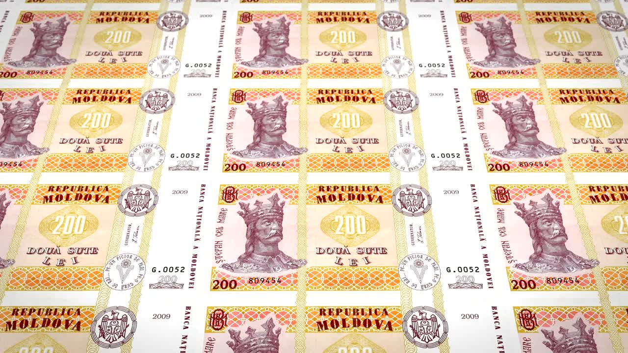 200 몰도바 레이의 지폐, 현금, 루프