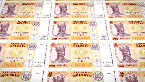 billetes de doscientos lei moldavos de moldavia, dinero en efectivo, bucle