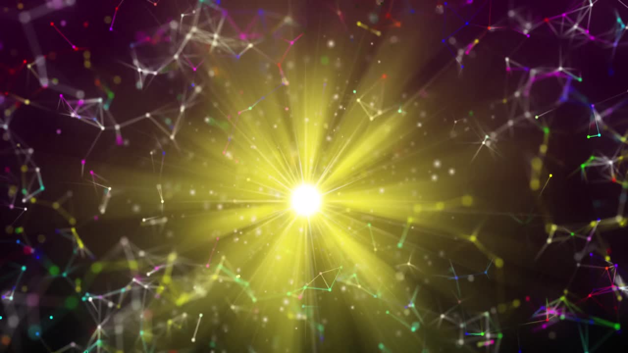 노란색 빛의 애니메이션과 검은색 배경에 연결