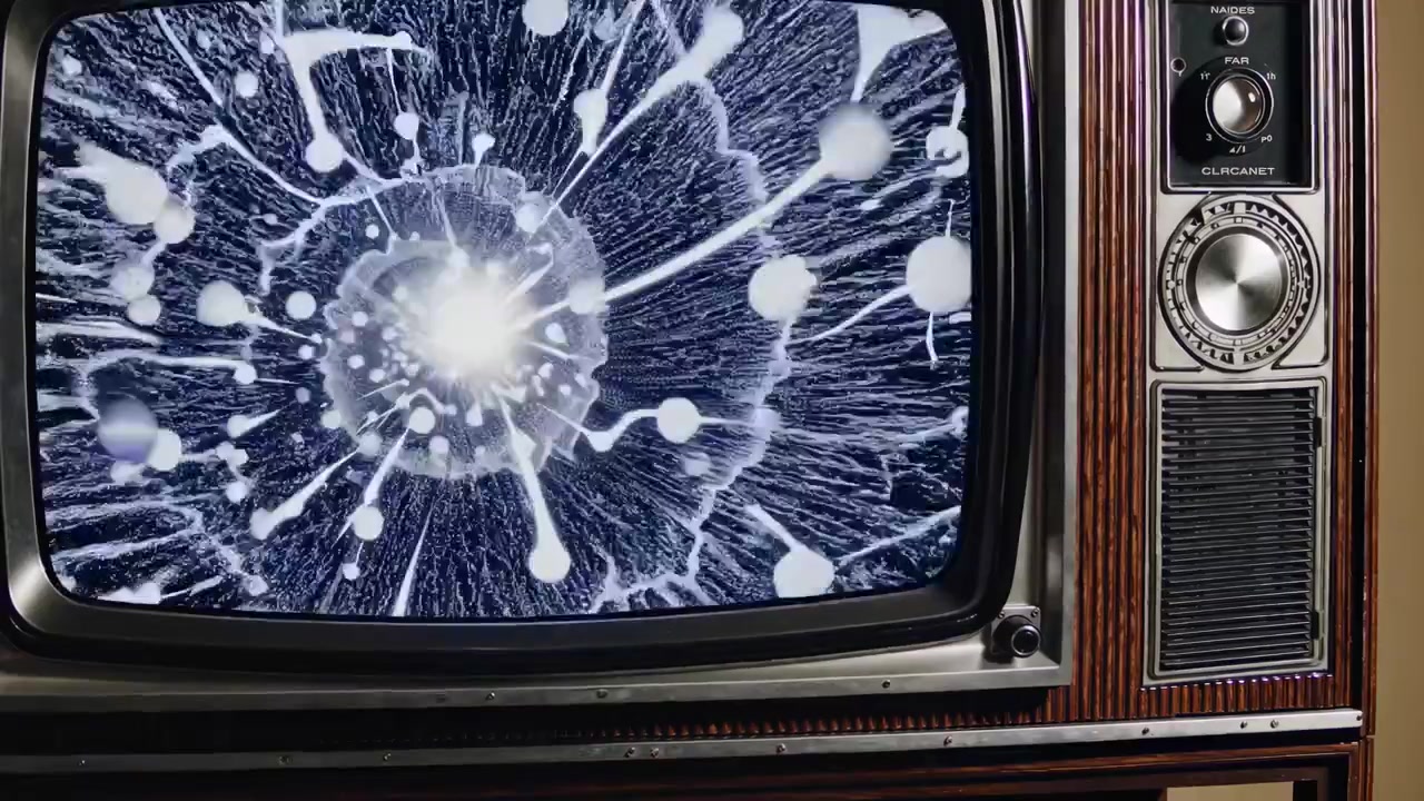 Eski Bir Televizyon Setinde Oynayan Soyut Uzay Animasyonu