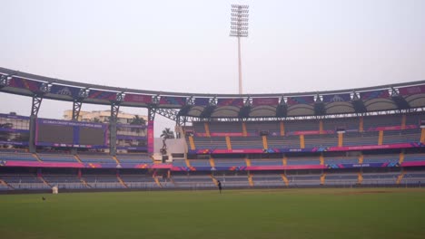 eagle flying around the empty wankhede stadium mumbai wide 180d view