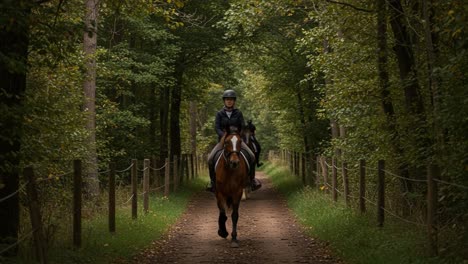 horseback riding on a forest trail