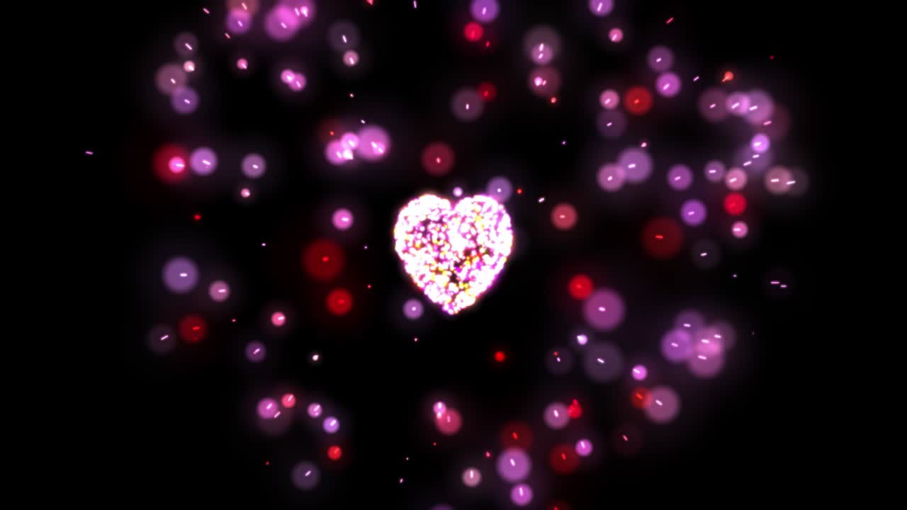 은 입자 모양의 심장 모양, 모션, 발렌타인, 사랑의 배경, 사랑의 개념, 보케와 함께 분홍색 심장 아이콘