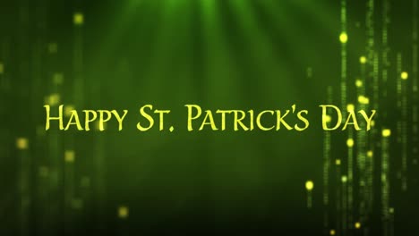 Animation-of-the-words-Happy-St.-Patrick's-Day-written-in-golden-letters