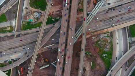 birds eye view of traffic on major freeway in houston