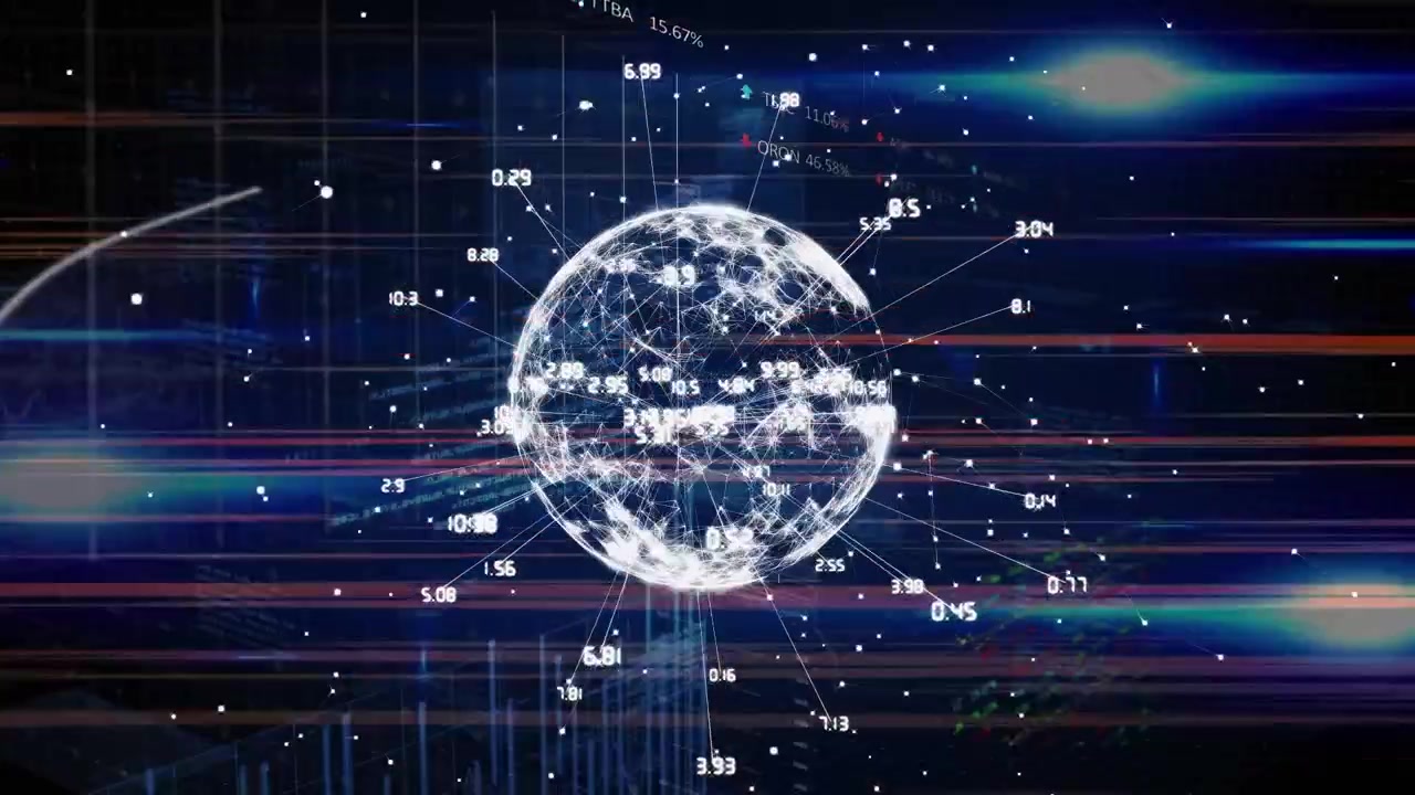 Animation of globe with numbers over black background
