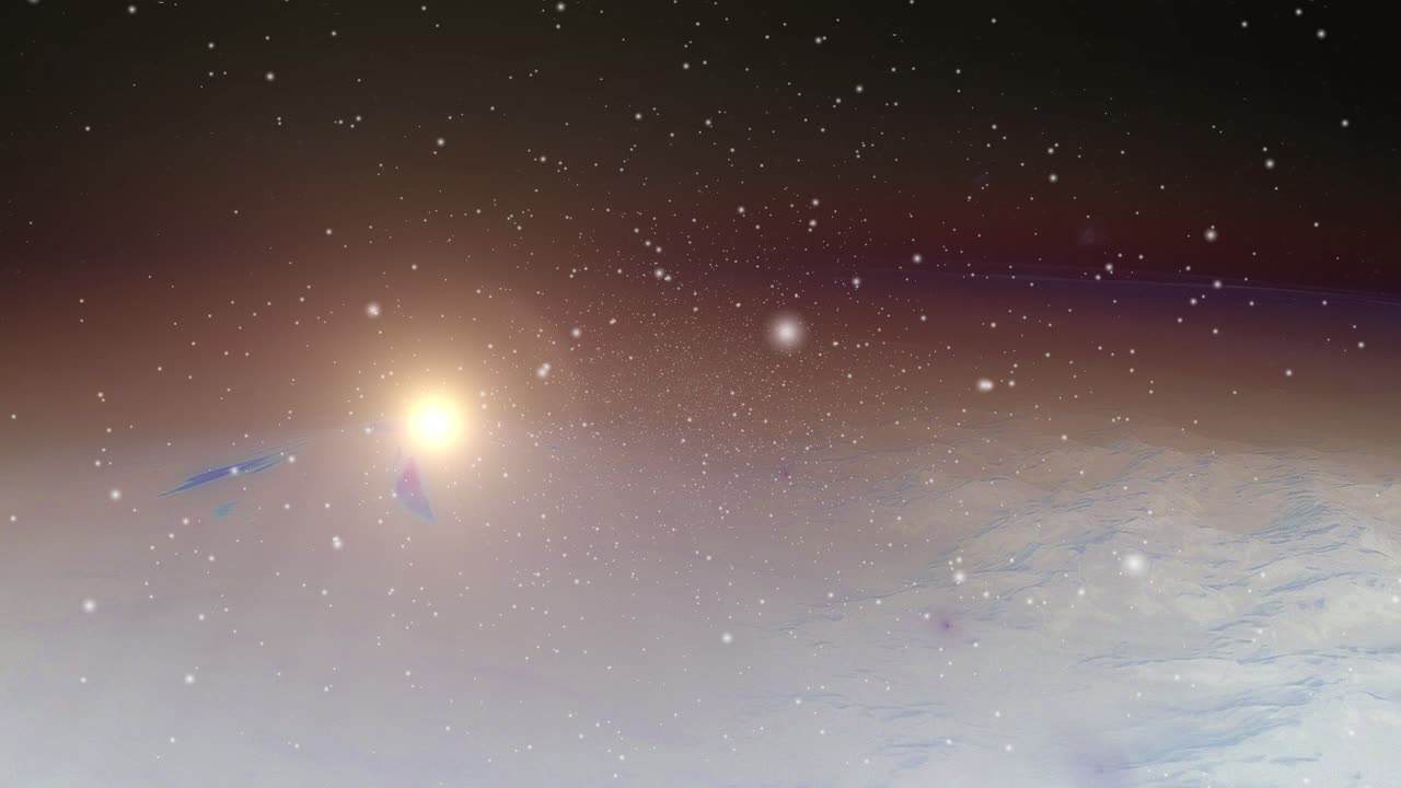 우주, 위대한 우주에서 지구에 극지방의 얼음 표면