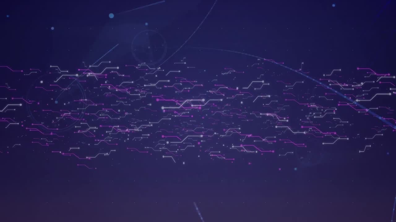 Animation of networks of connections on blue background