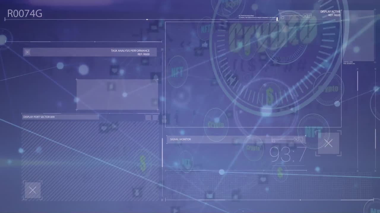 Animation of media icons over data processing