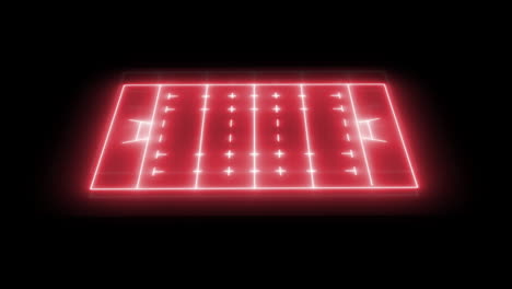 animation of red neon sports stadium on black background