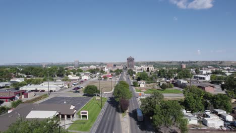 city streets of billings, montana on sunny summer day - aerial with copy space