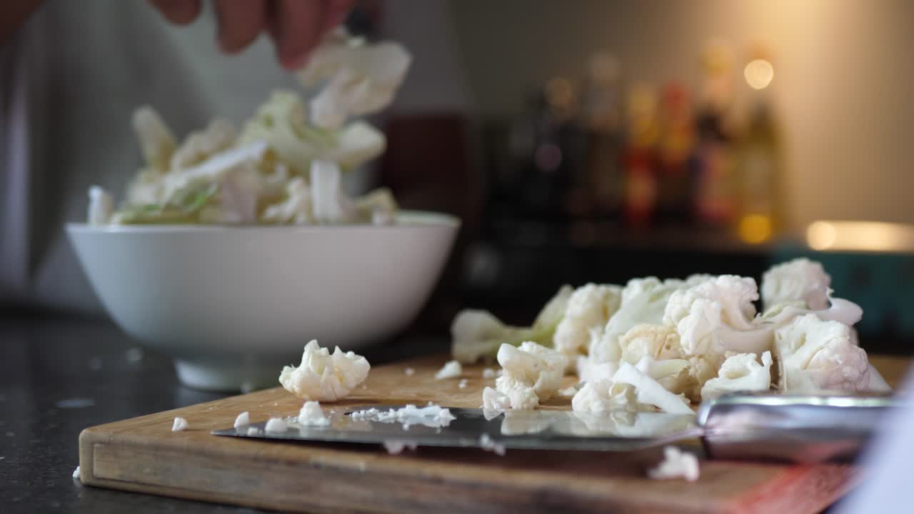 Vegetable chopping board meal prep kitchen recipe prep cauliflower plant healthy legumes