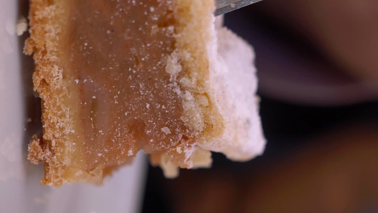 Close-up of an apple pie slice
