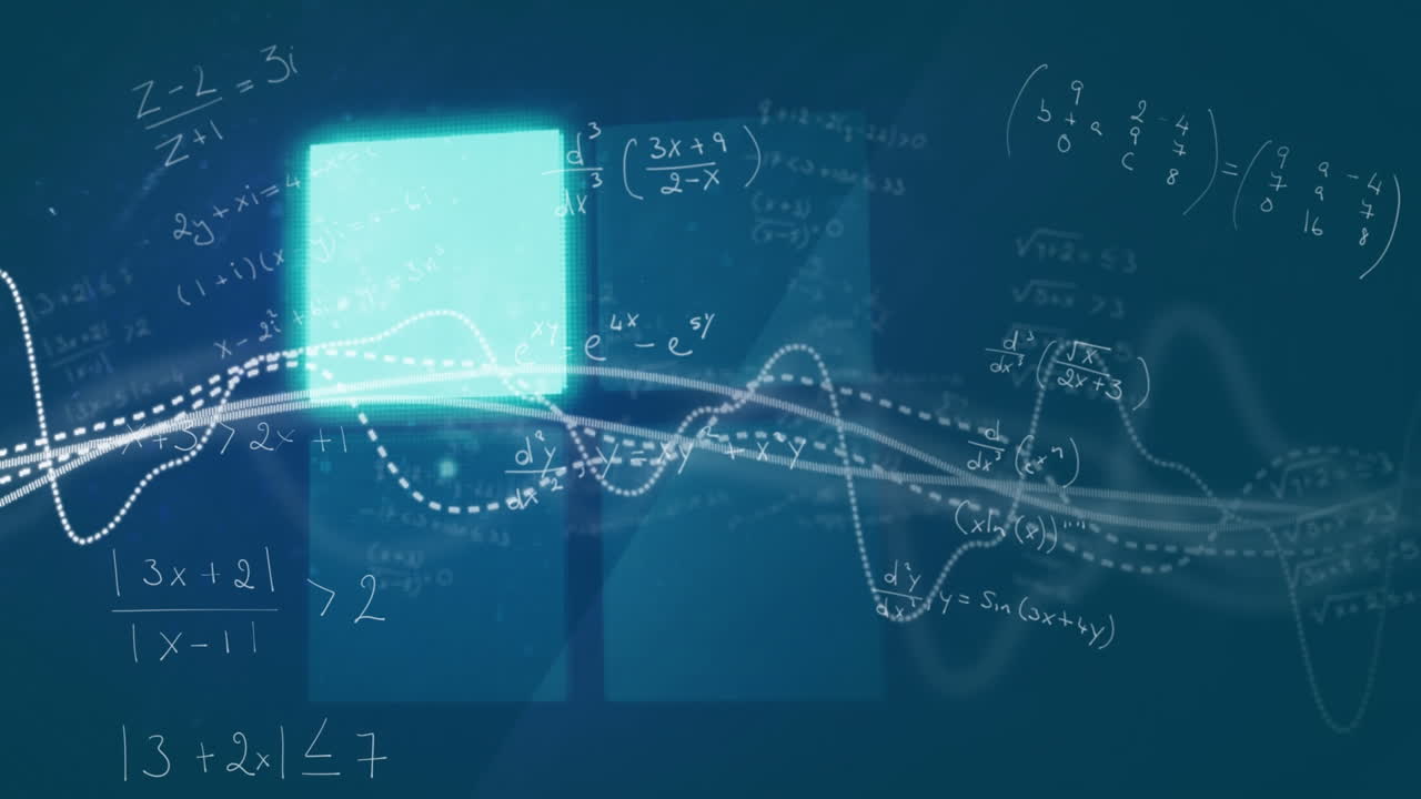 파란색 배경 위의 데이터 처리 애니메이션