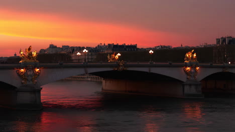 vibrant sunset over pont alexandre iii in paris