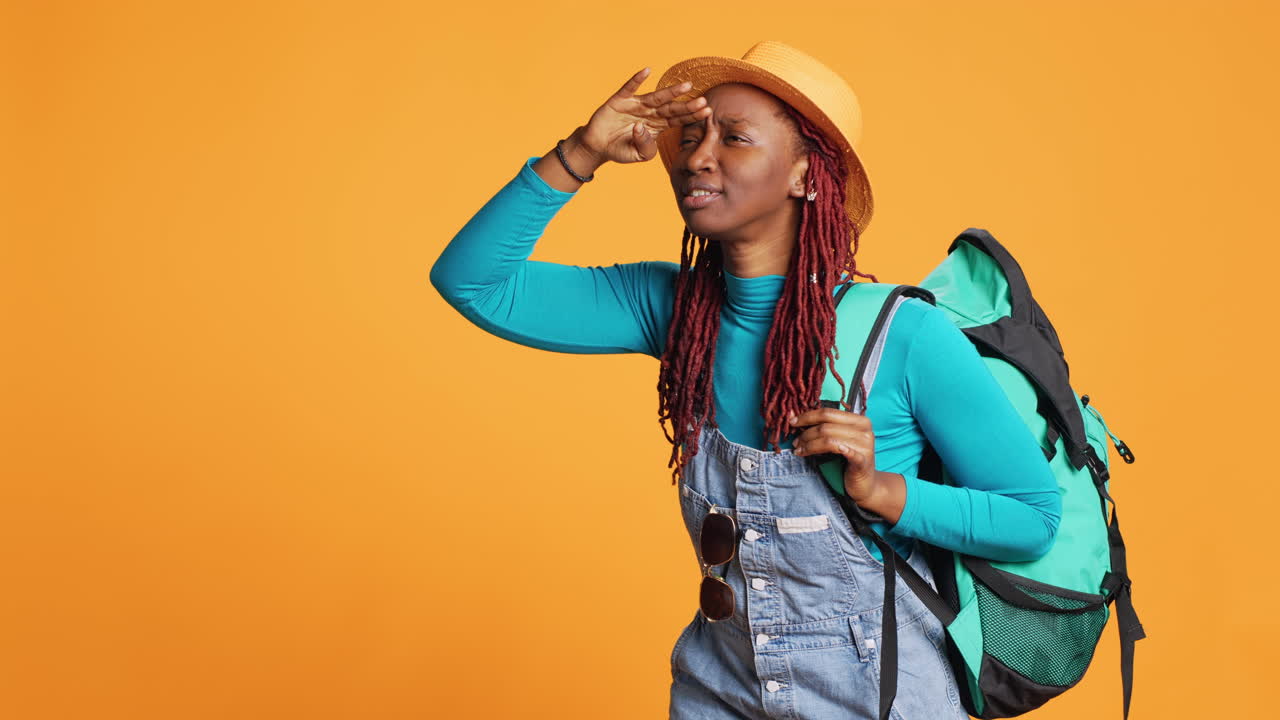 Cheerful girl doing sightseeing on citybreak