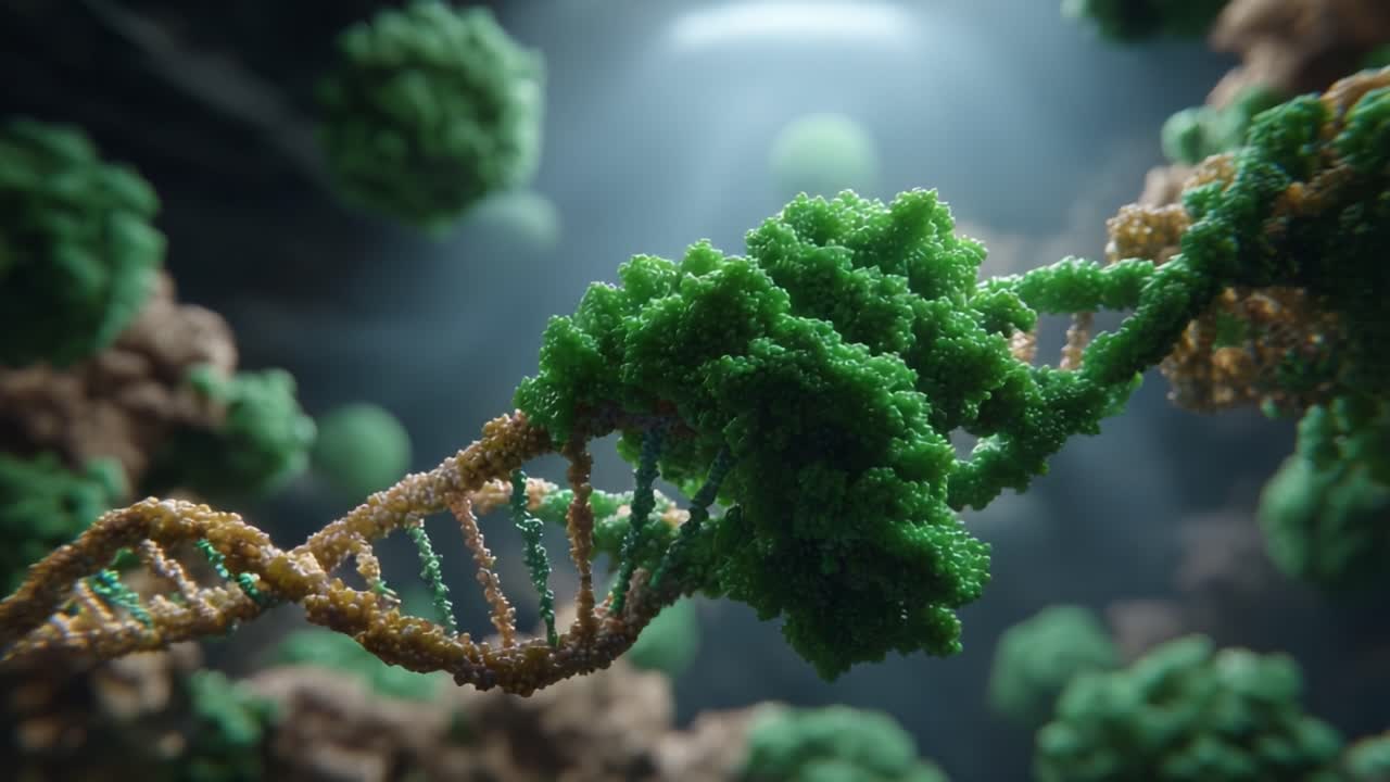 Exploring the Intricate Structure of DNA: A 3D Visualization of Genetic Material and Its Cellular Environment Under Luminous Conditions
