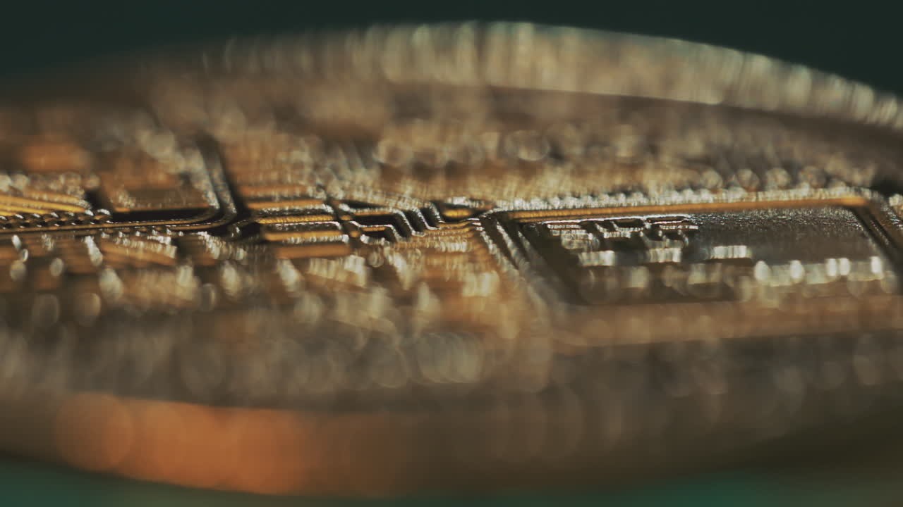 primer plano de una moneda de criptomoneda