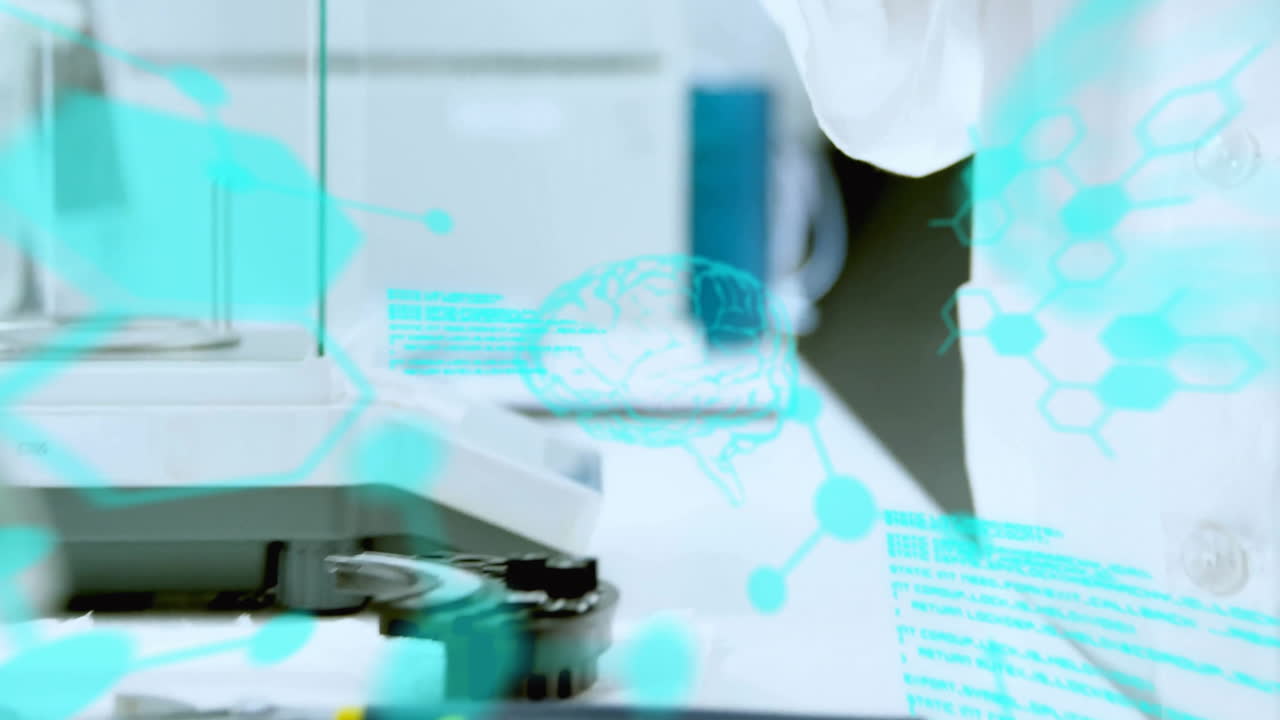 실험실에서 백인 남성 과학자에 대한 과학 데이터 처리의 애니메이션