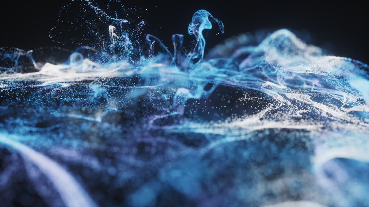 추상적인 흐르는 파동 입자 배경, 3d 렌더링