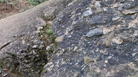 Close-Up-of-excavated-stones-at-the-Bosnian-sun-pyramid,-a-30000-year-old-ancient-building-in-the-Bosnian-tale-of-the-pyramids